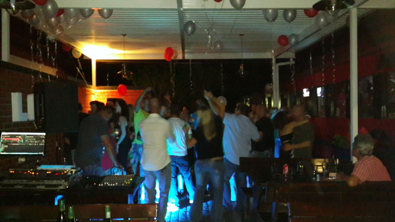 Birthday guests dancing